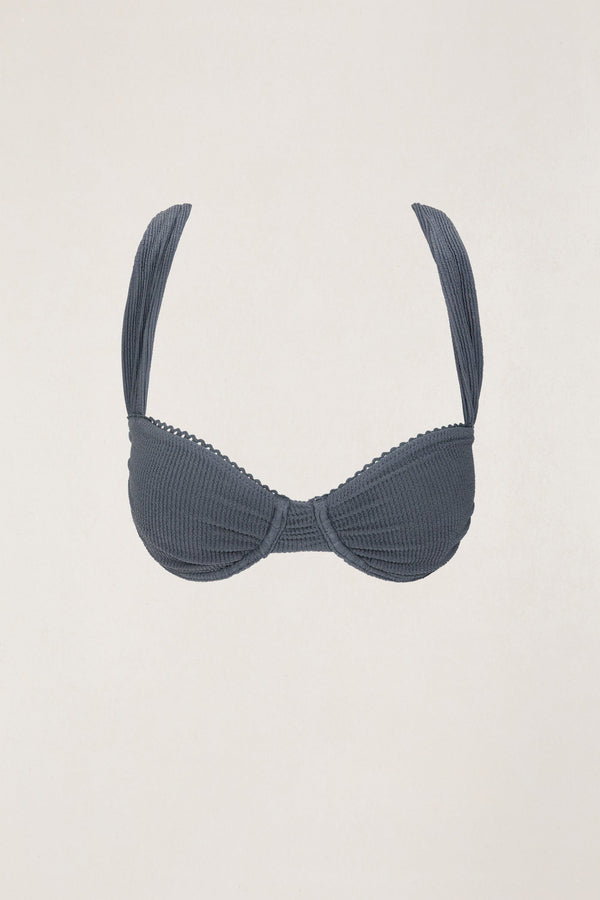 Essential Rib Scallop Soft Strap Balconette Top Graphite