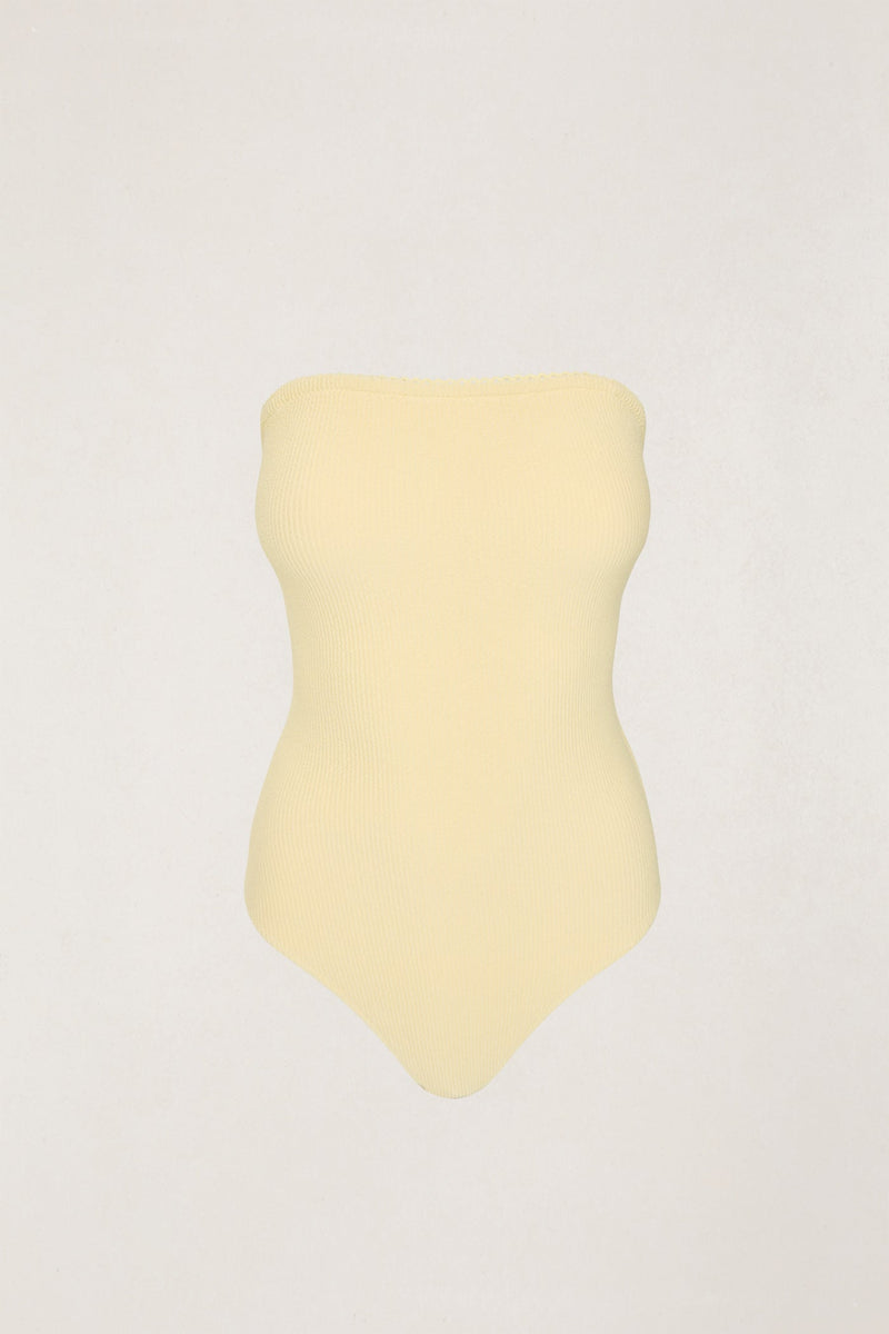 Essential Rib Scallop Strapless One Piece Butter