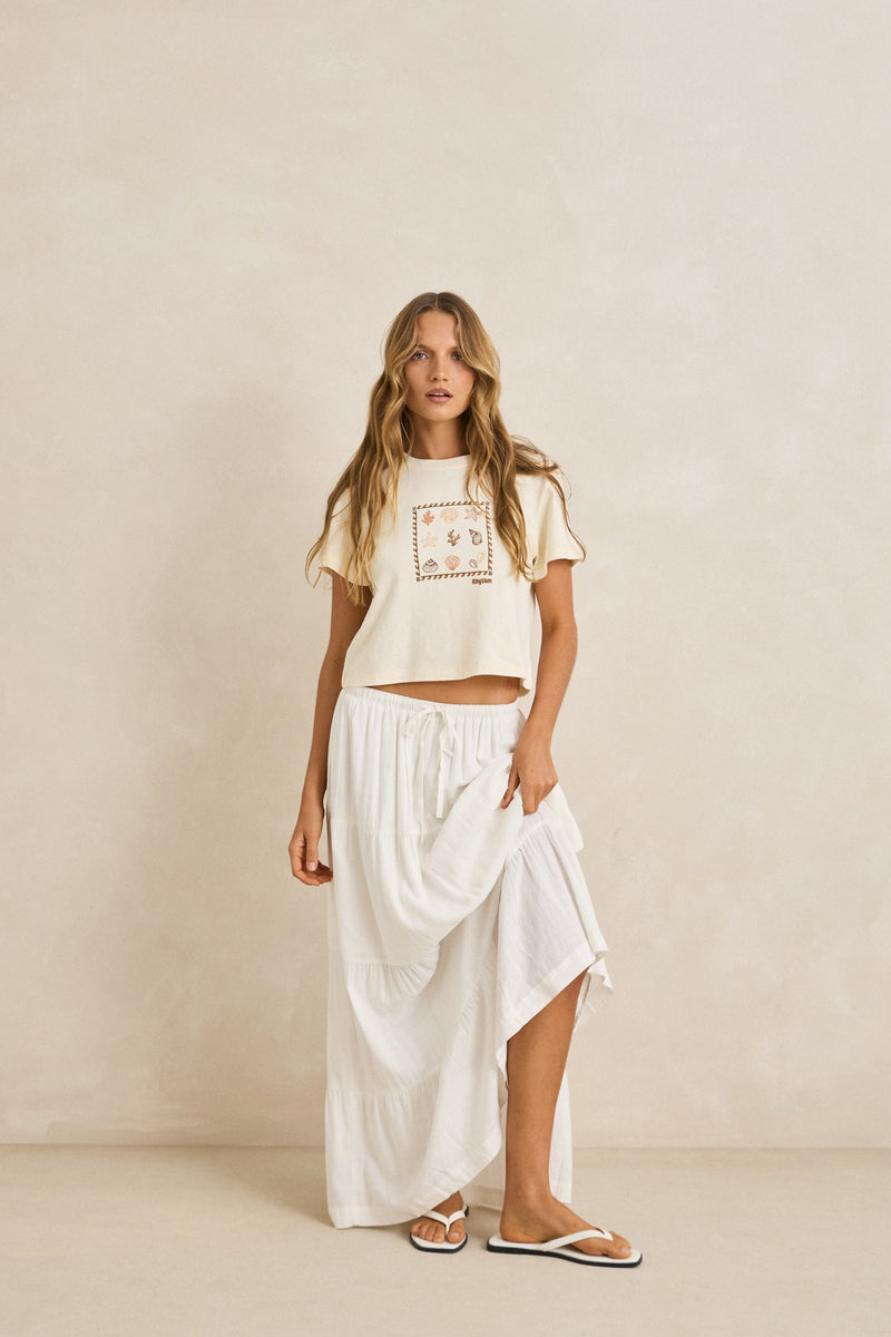 Sea Shell Crop Crew Tee Vintage White