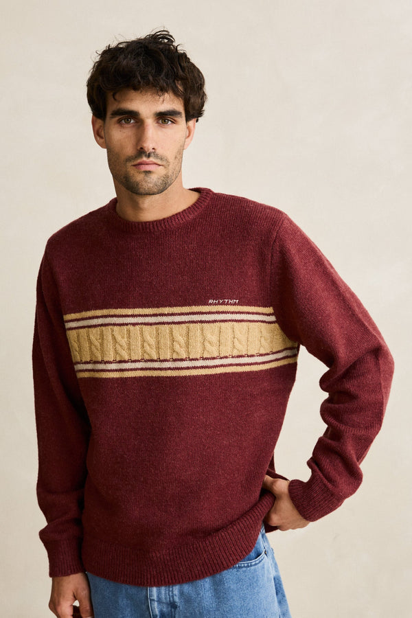 Mohair Stripe Knit Merlot