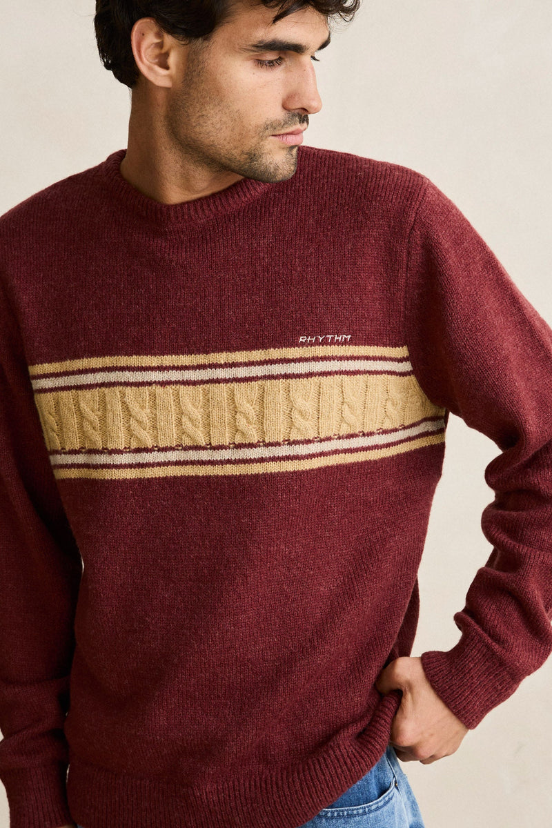 Mohair Stripe Knit Merlot