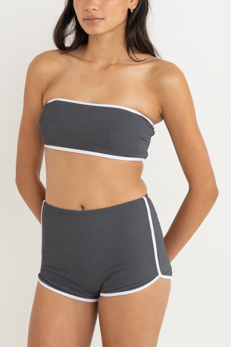 Essential Rib Contrast Bandeau Top Graphite