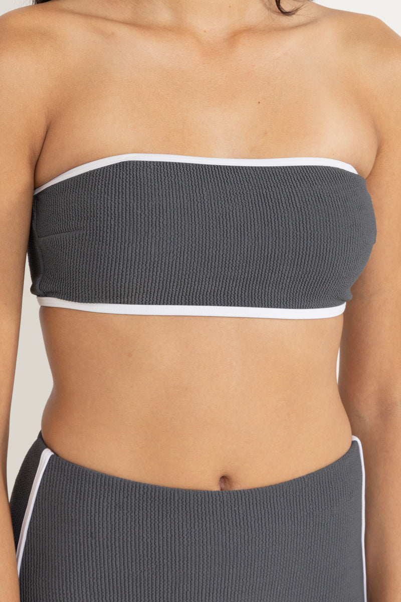 Essential Rib Contrast Bandeau Top Graphite