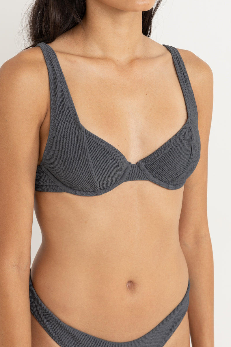 Essential Rib Underwire Top Graphite