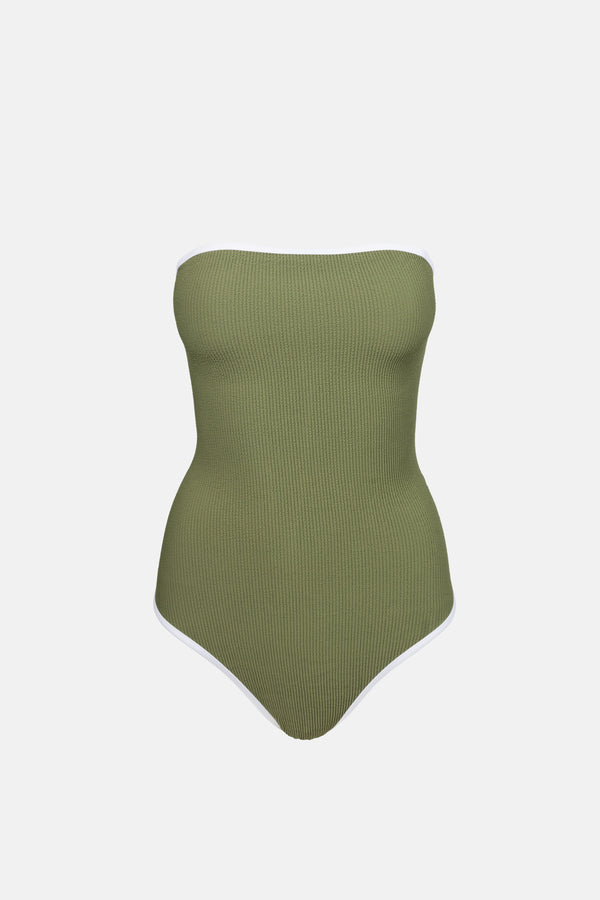 Essential Rib Contrast One Piece Olive