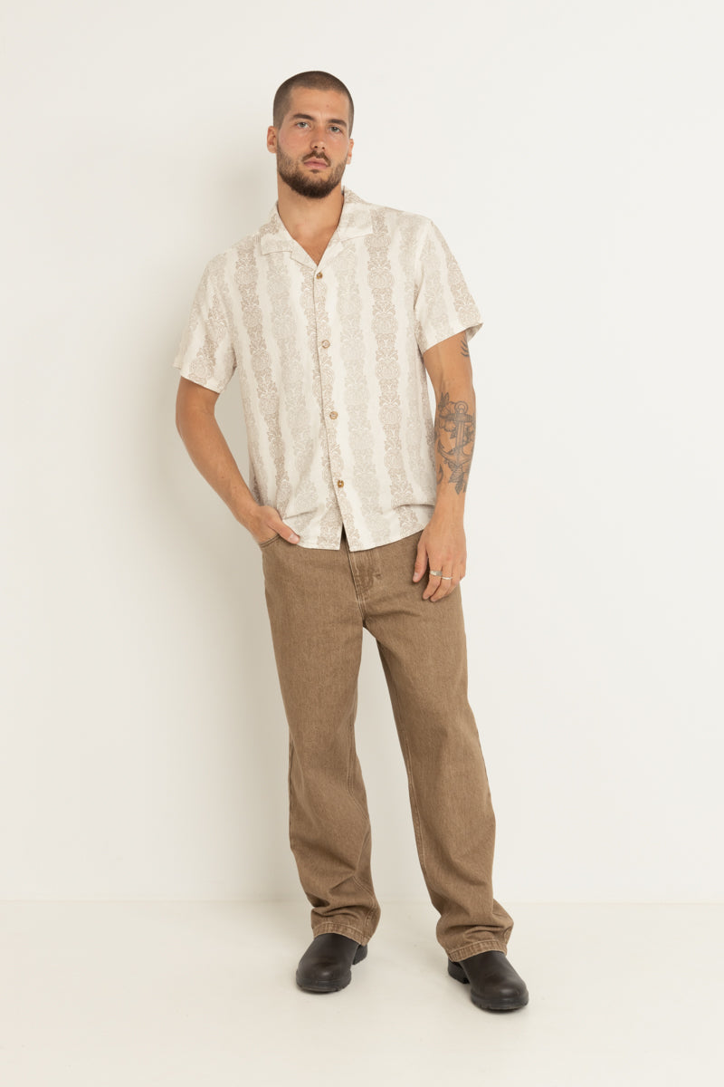 Pineapple Stripe Ss Shirt Sand