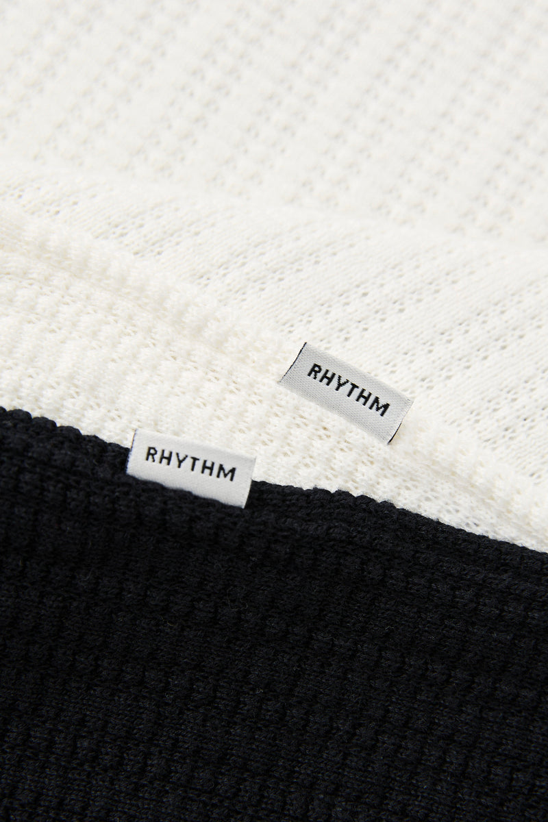 Textured Knit Johnny Polo Black