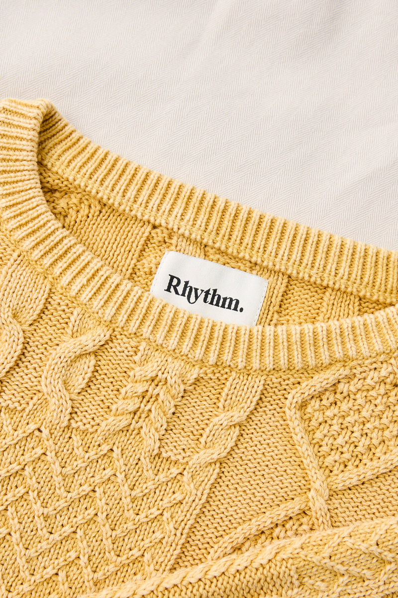 Patchwork Salt Wash Knit Cornsilk