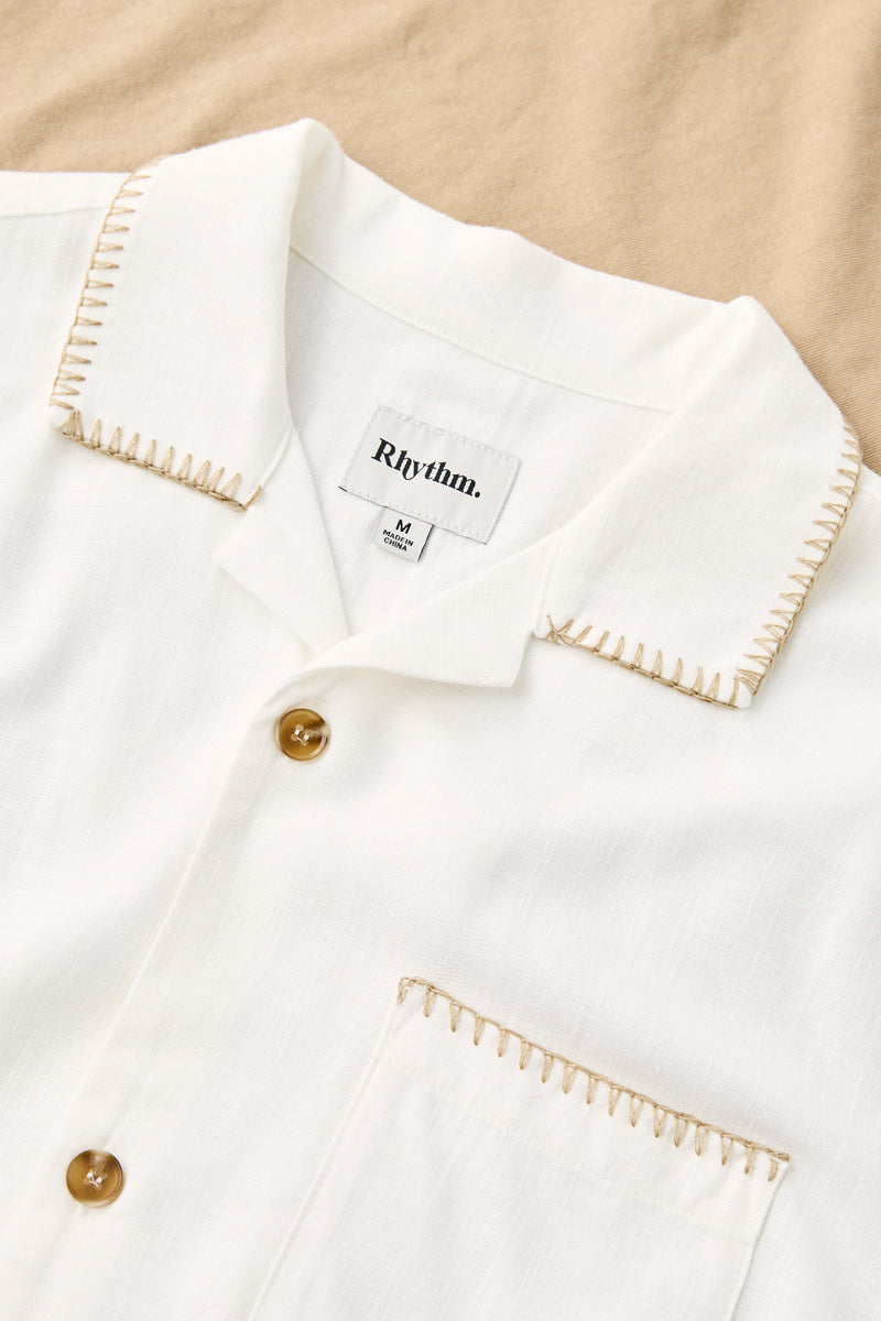 Linen Whip Stitch Ss Shirt Vintage White