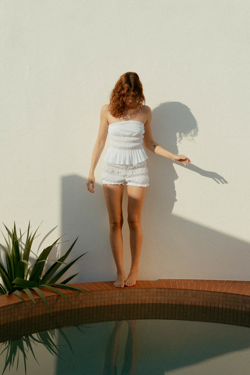 Paloma Smocked Bloomers White