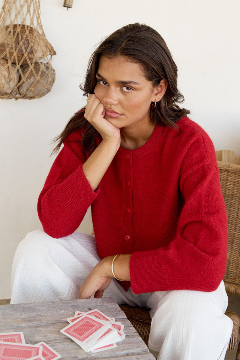 Estelle Fluffy Cardigan Chilli