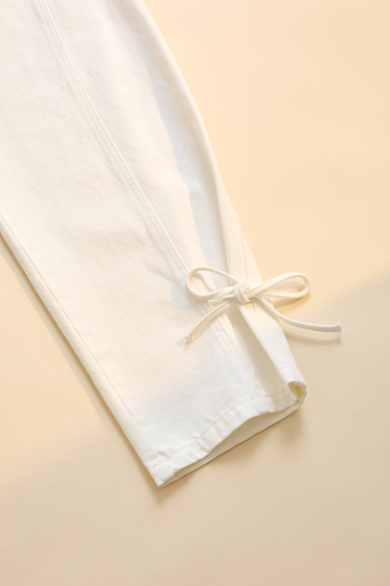 Low Rise Tie Side Jean White