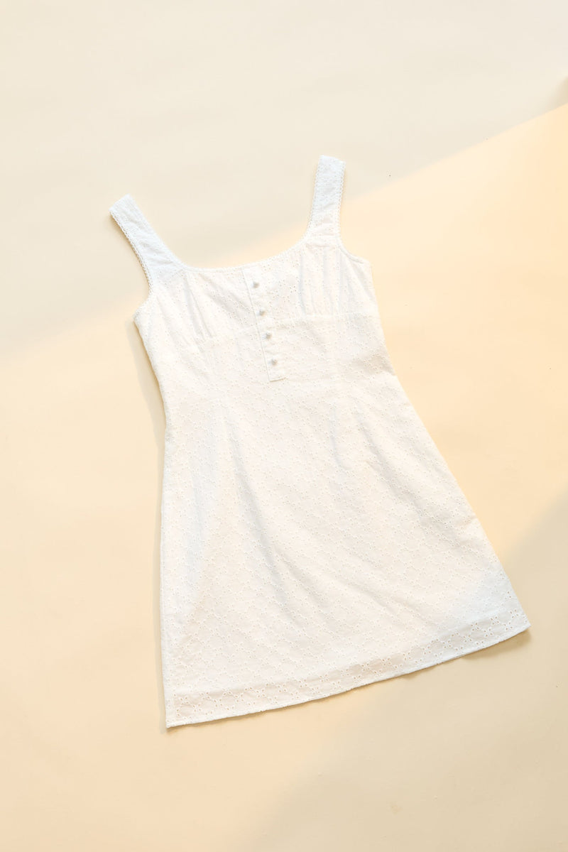Lia Broderie Mini Dress White
