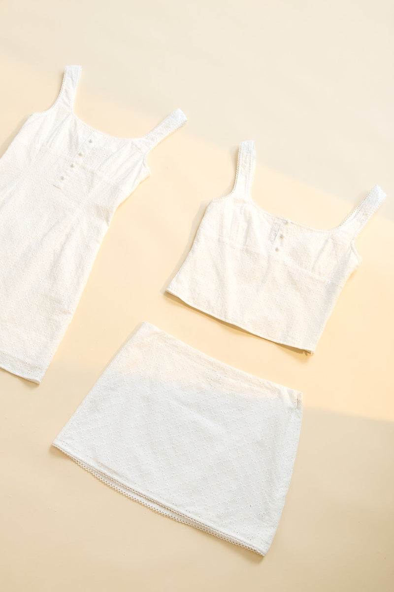 Lia Broderie Skirt White