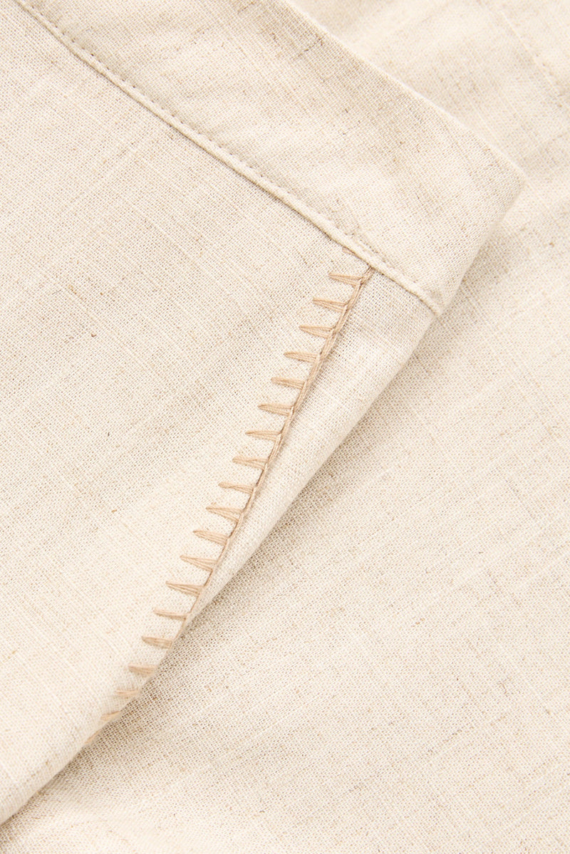 Linen Whip Stitch Wide Leg Pant Natural