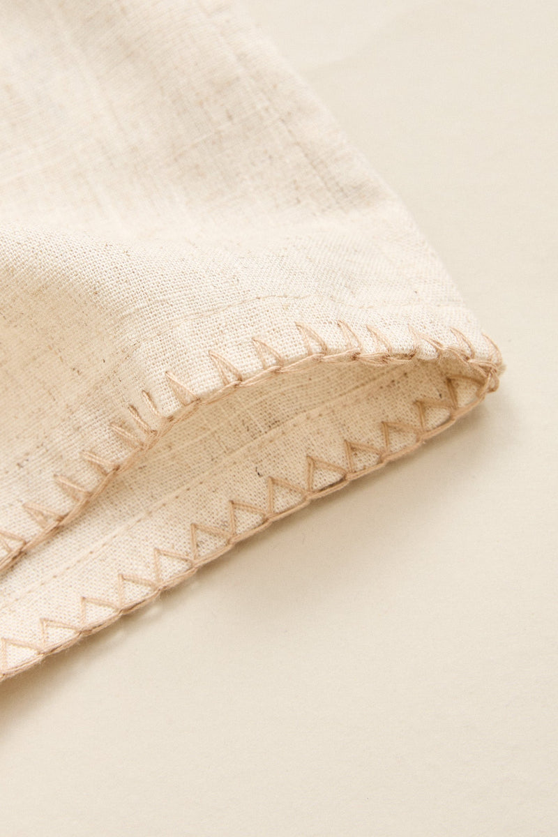 Linen Whip Stitch Wide Leg Pant Natural