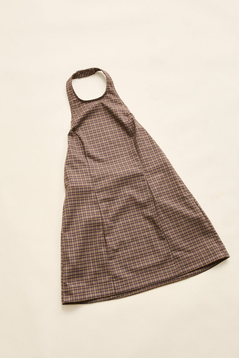 Jordy Check Halter Mini Dress Cafe