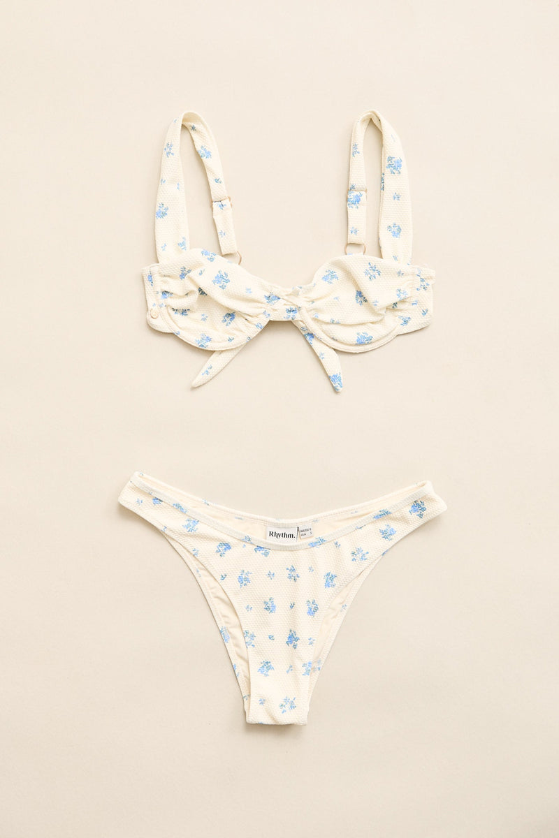 Dahlia Floral Underwire Balconette Top  Sky