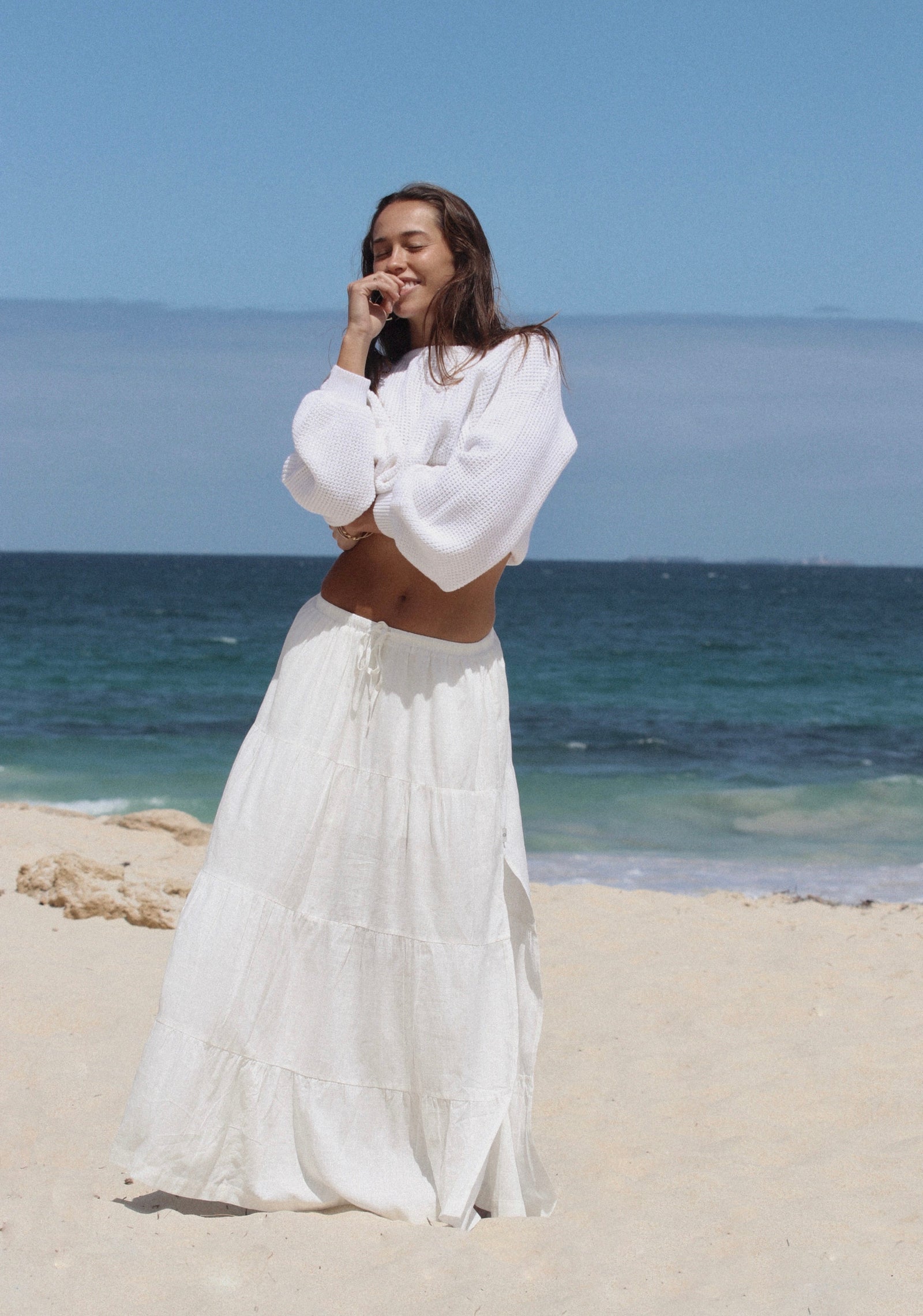 Classic Tiered Maxi Skirt White – Rhythm EU