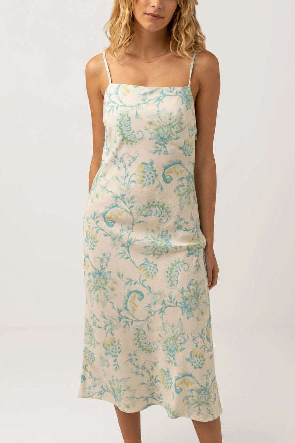 Cairo Bias Cut Midi Dress Blue