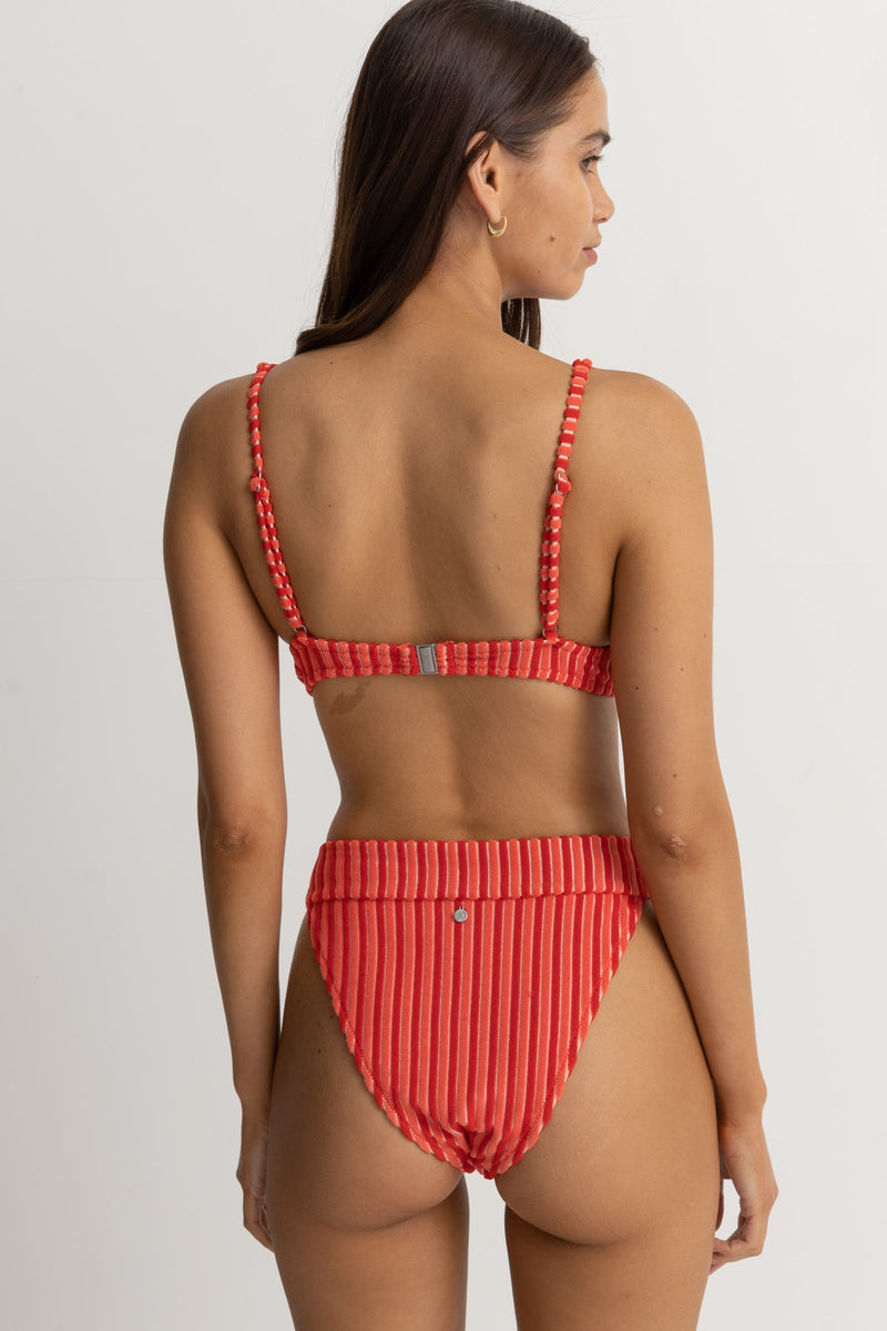 Terry Sands Stripe Underwire Top Red Sand