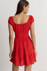 Raya Cap Sleeve Mini Dress Red Sand