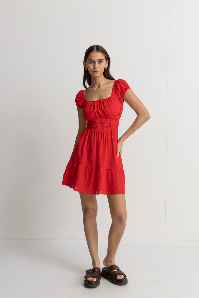 Raya Cap Sleeve Mini Dress Red Sand