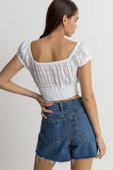 Dylan Cap Sleeve Top White