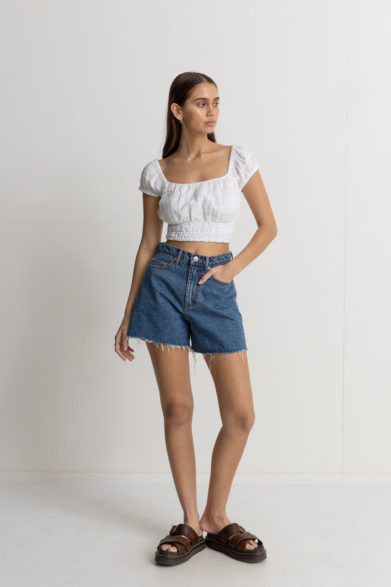 Dylan Cap Sleeve Top White
