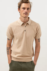 Textured Knit SS Polo Sand