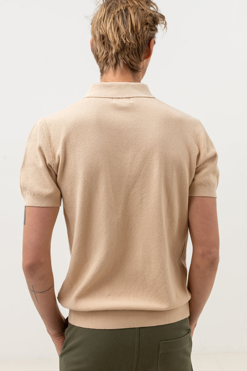 Textured Knit SS Polo Sand