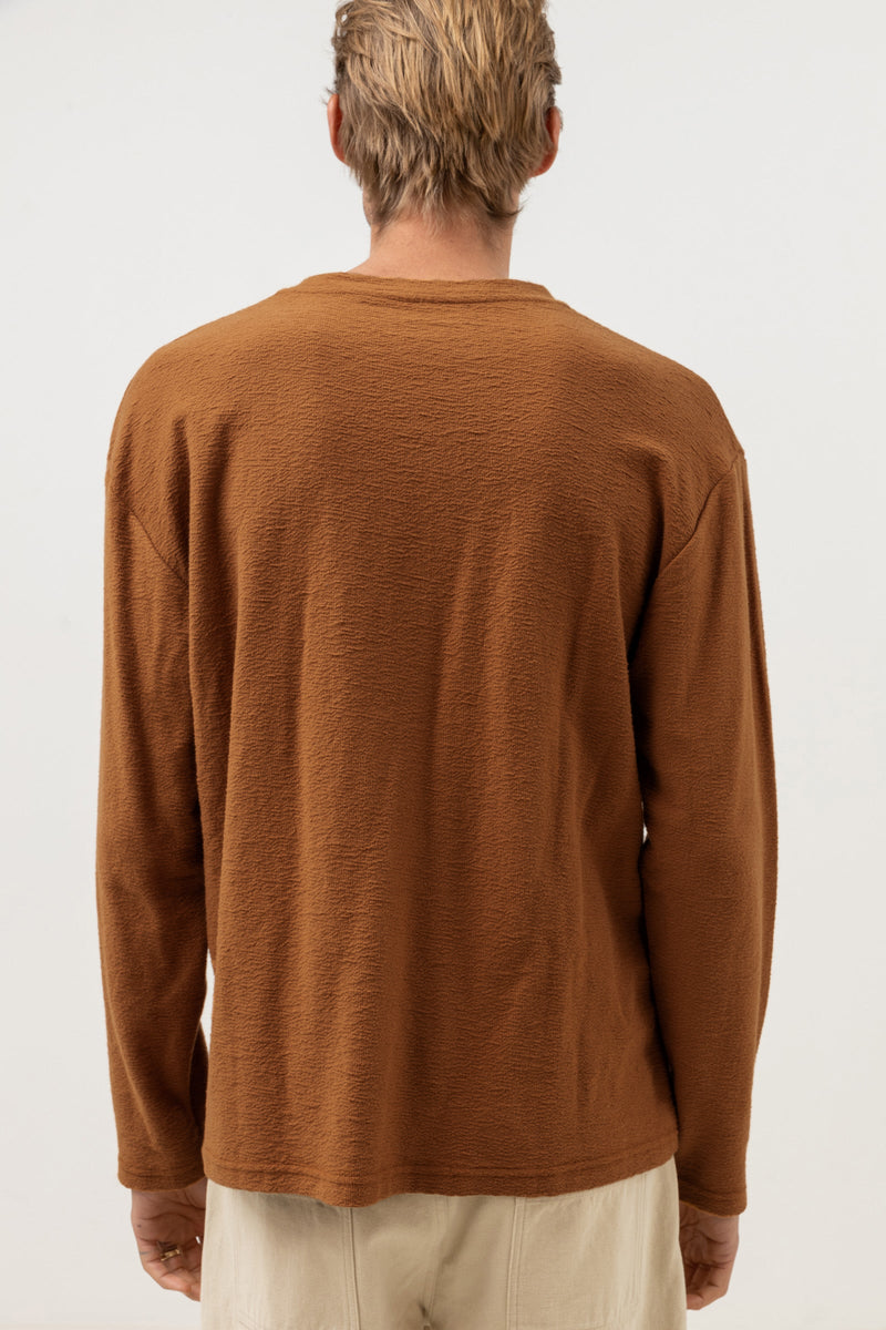 Textured LS T-Shirt Brown