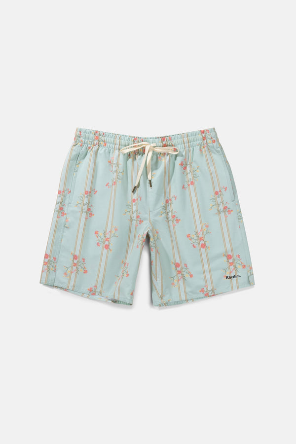 Floral Stripe Beach Short Sage