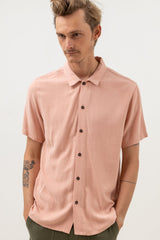 Textured Linen SS Shirt Guava