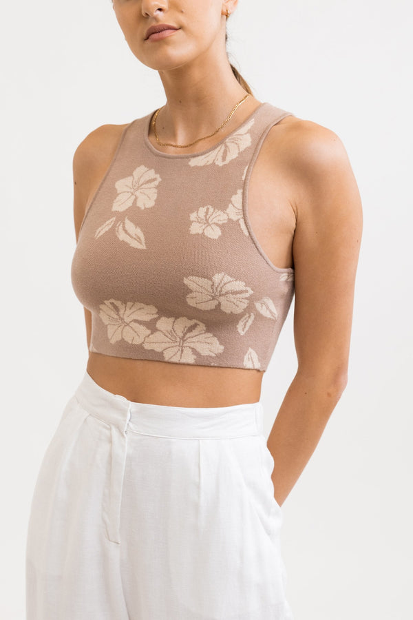 Hibiscus Knit Top Taupe