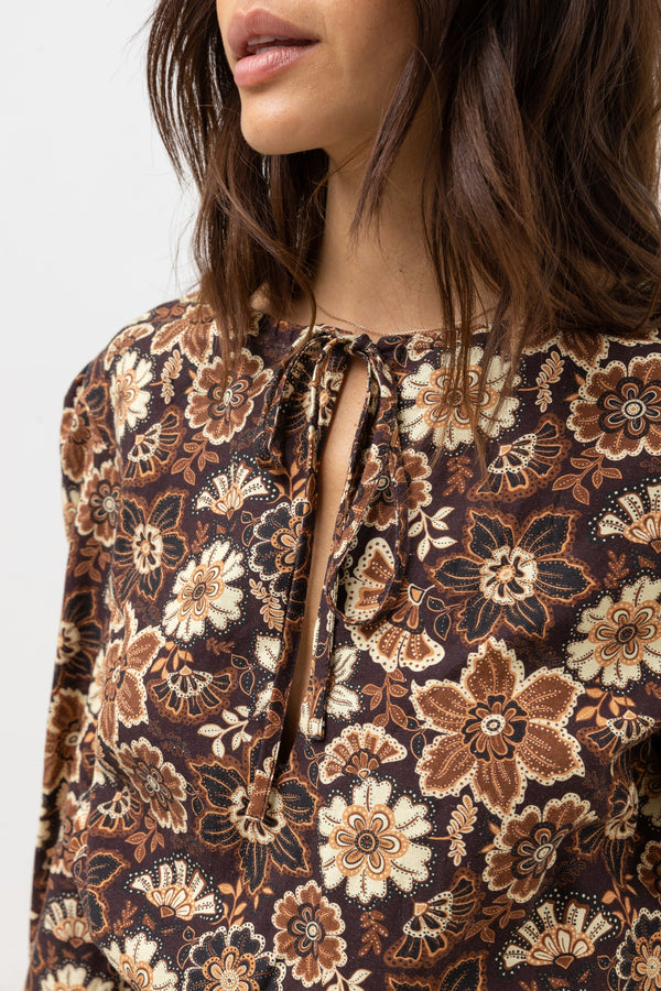 Cantabria Floral Long Sleeve Top Brown