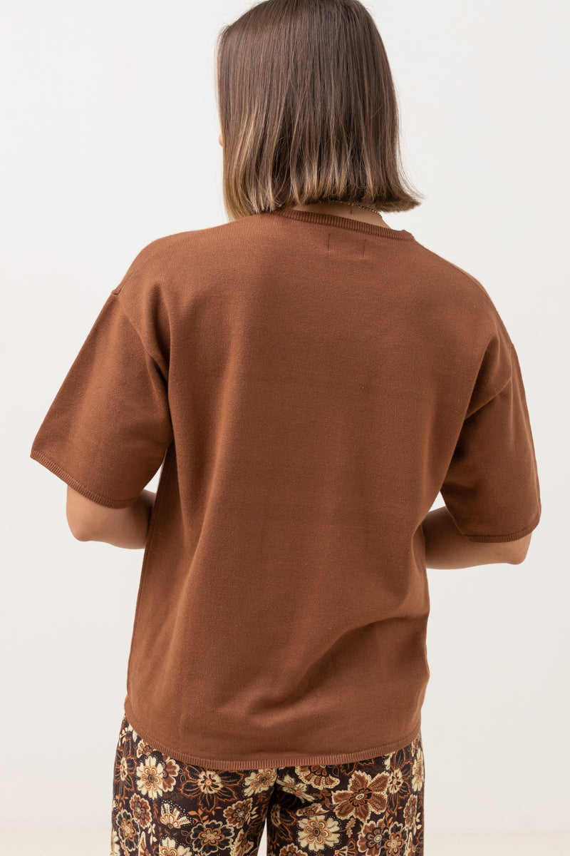 Corsica Knit Oversized Tee Chocolate