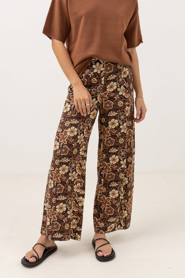 Cantabria Floral Wide Leg Pant Brown