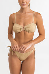 Glitter Ring Bandeau Top Gold
