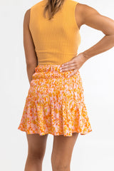 Evangeline Floral Mini Skirt Mandarin