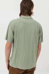 Textured Linen Ss Shirt Moss