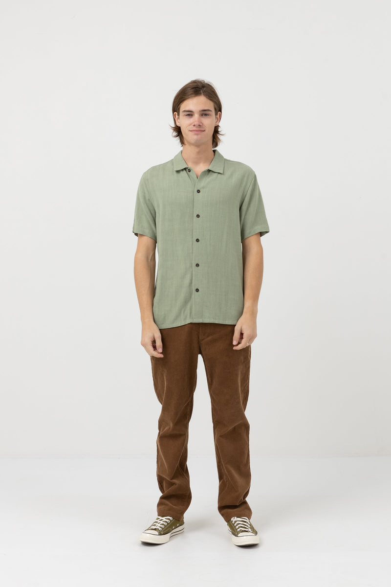 Textured Linen Ss Shirt Moss