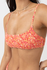 Zadie Floral Smocked Crop Top Chilli