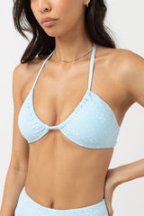 Messina Geo Gather Halter Top Ocean