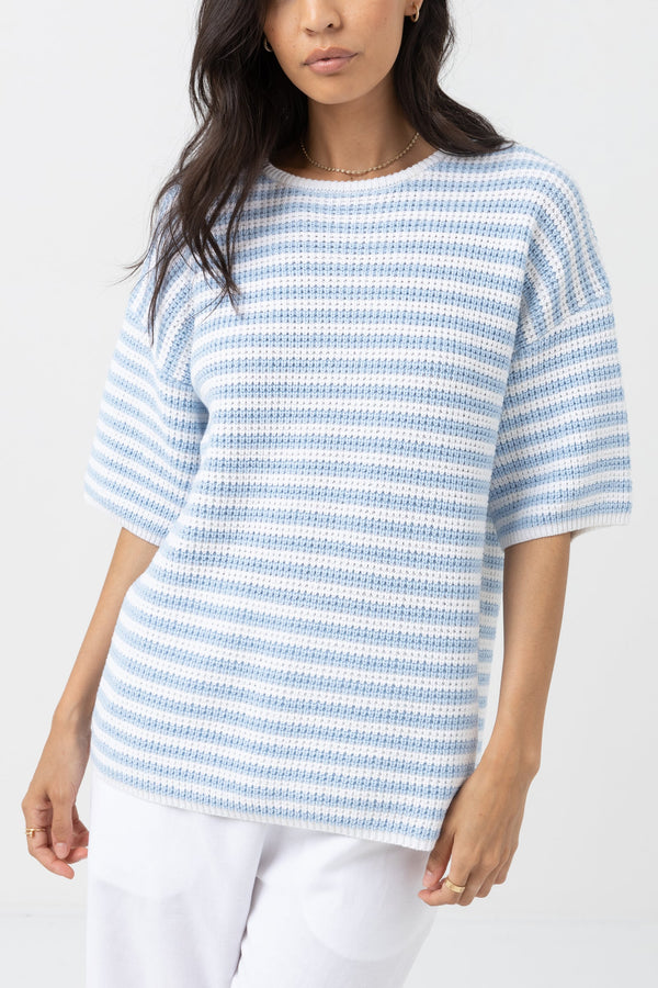 Corsica Knit Oversized Tee Blue Stripe