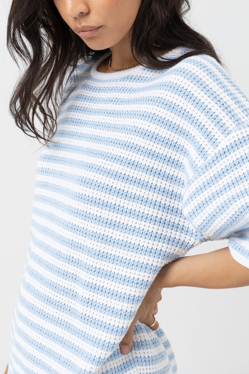 Corsica Knit Oversized Tee Blue Stripe