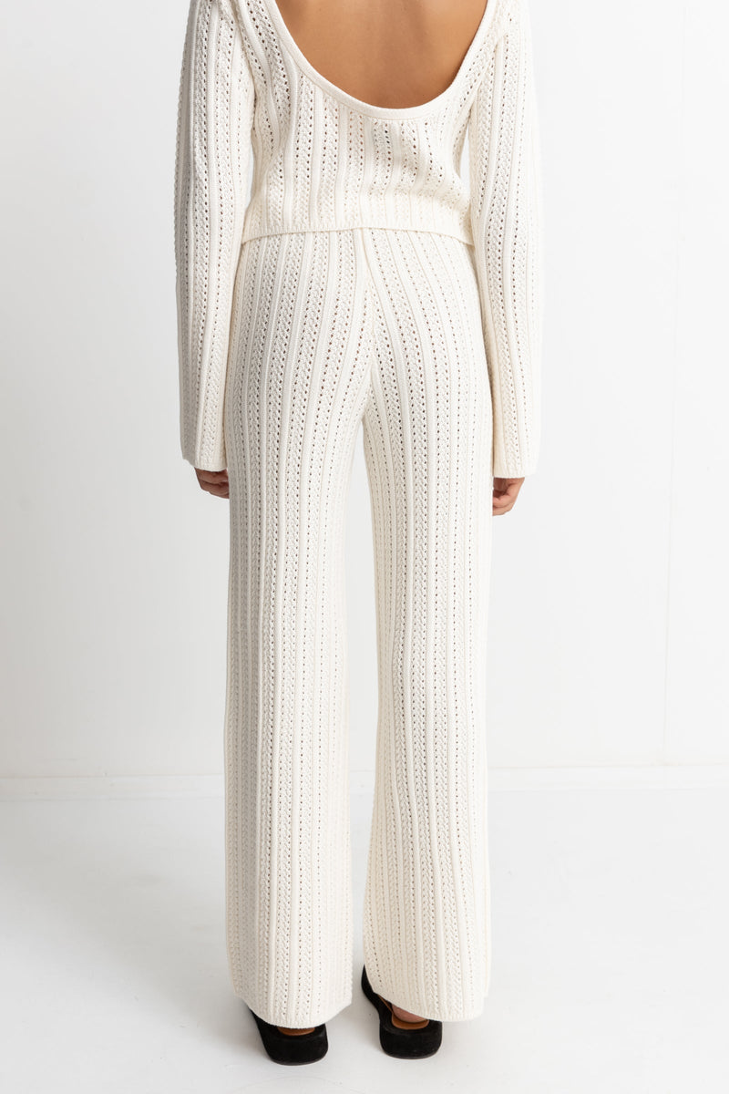 Charlize Wide Leg Knit Pants White