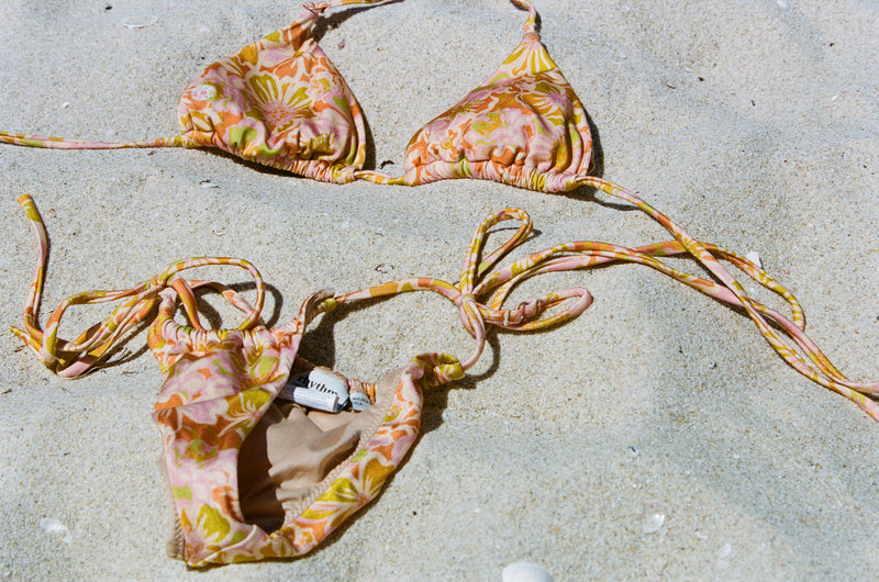 Evangeline Floral Slide Tri Top Mandarin