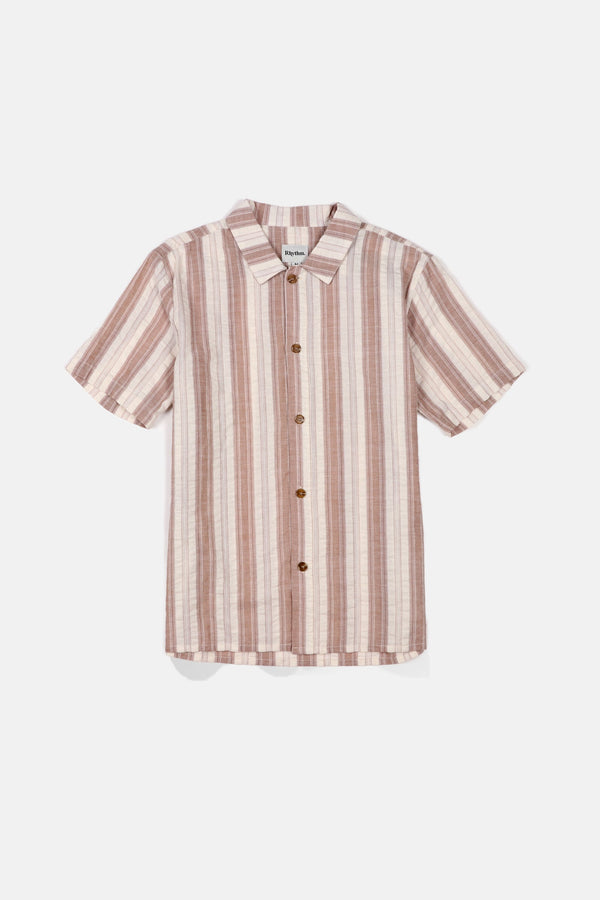 Seersucker Stripe Ss Shirt Brown