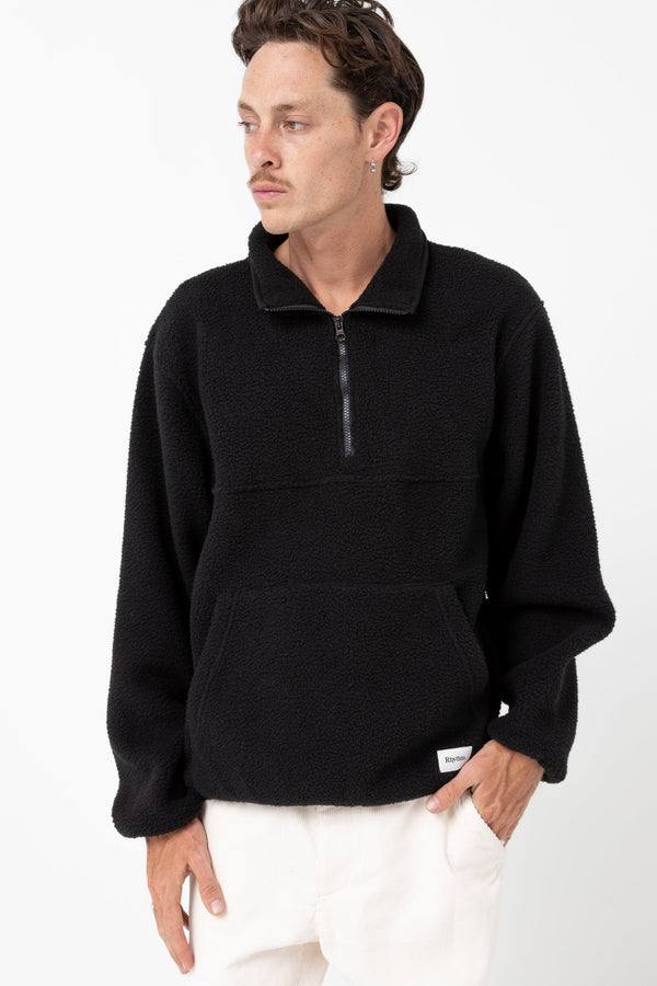 Half Zip Sherpa Pull Over Black